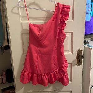 DO + BE PINK ONE SHOULDER DRESS